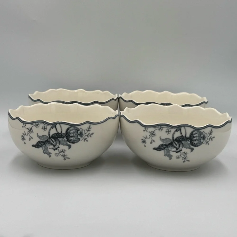 222 Fifth “Gabrielle Grey” Porcelain Soup/cereal Bowls- Set of 4